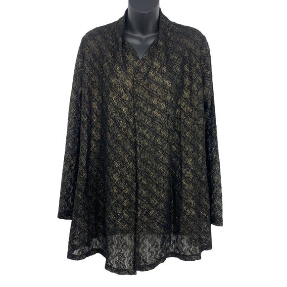 Susan Graver Women Open Front Cardigan Jacket Size Small S Navy Black Gold New - Picture 1 of 9